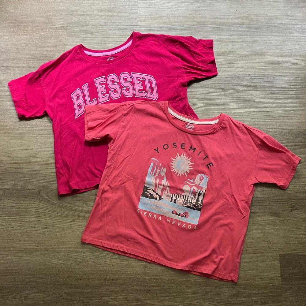 14/16 Wonder Nation Cropped Graphic Short-Sleeve T-Shirt Bundle